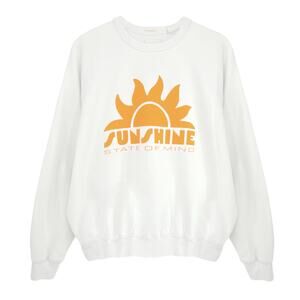 MOTHER The Biggie Message Sweatshirt In Bright White Sunshine Daydream S